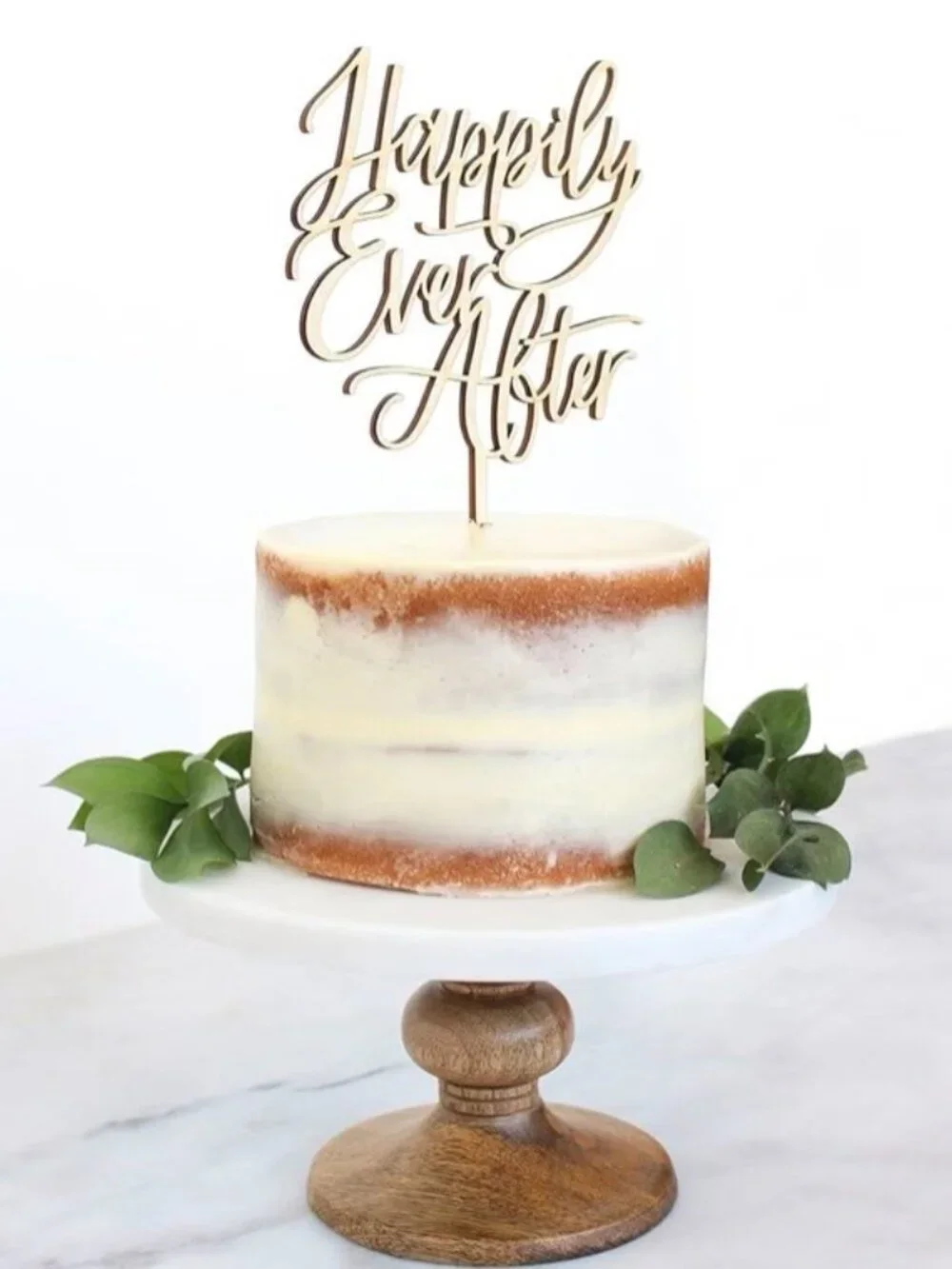 NWT TX Acrylic Cake Topper Happily Ever After in Gold Weddings Wedding Shower